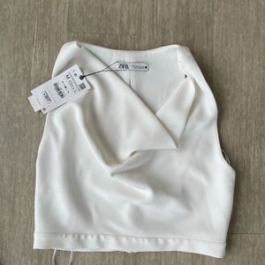 ZARA CROPPED COWL NECK TOP